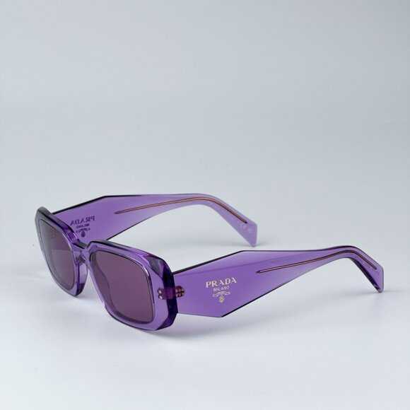 Prada PR17WS 13R07Q BRAND NEW Sunglasses Amethyst Violet Mirror Rectangle Unisex - Picture 10 of 13